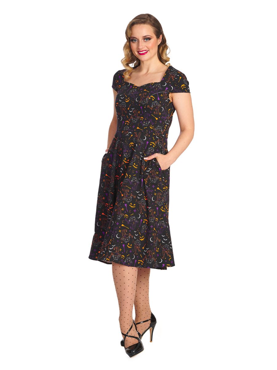 ALL HALLOWS CAT FIT & FLARE DRESS