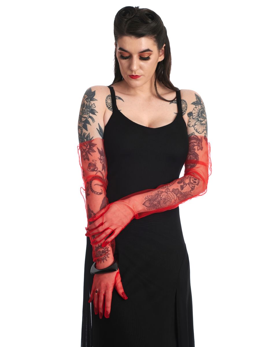BELLONA LONG MESH GLOVES-Red-One Size
