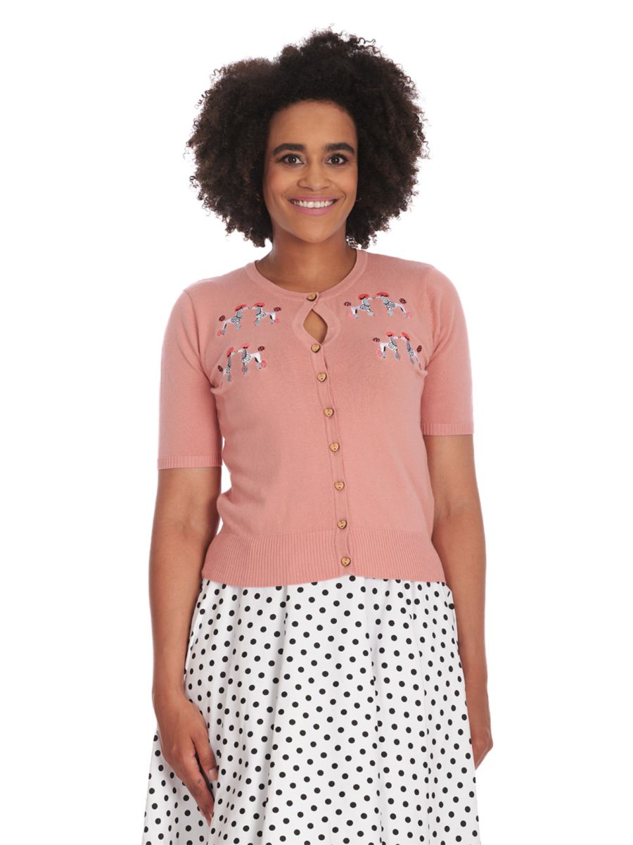 THE KISSING POODLES CARDIGAN Pink