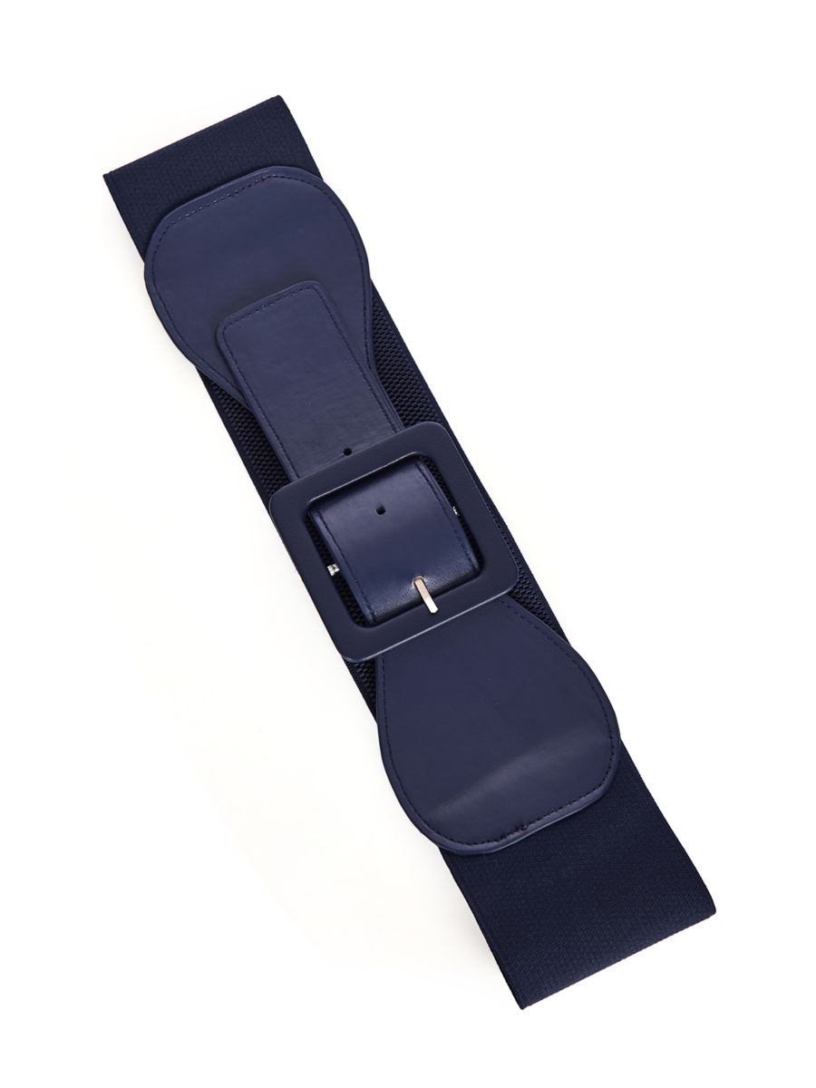LAST DAY OUT SQUARE BUCKLE BELT Navy