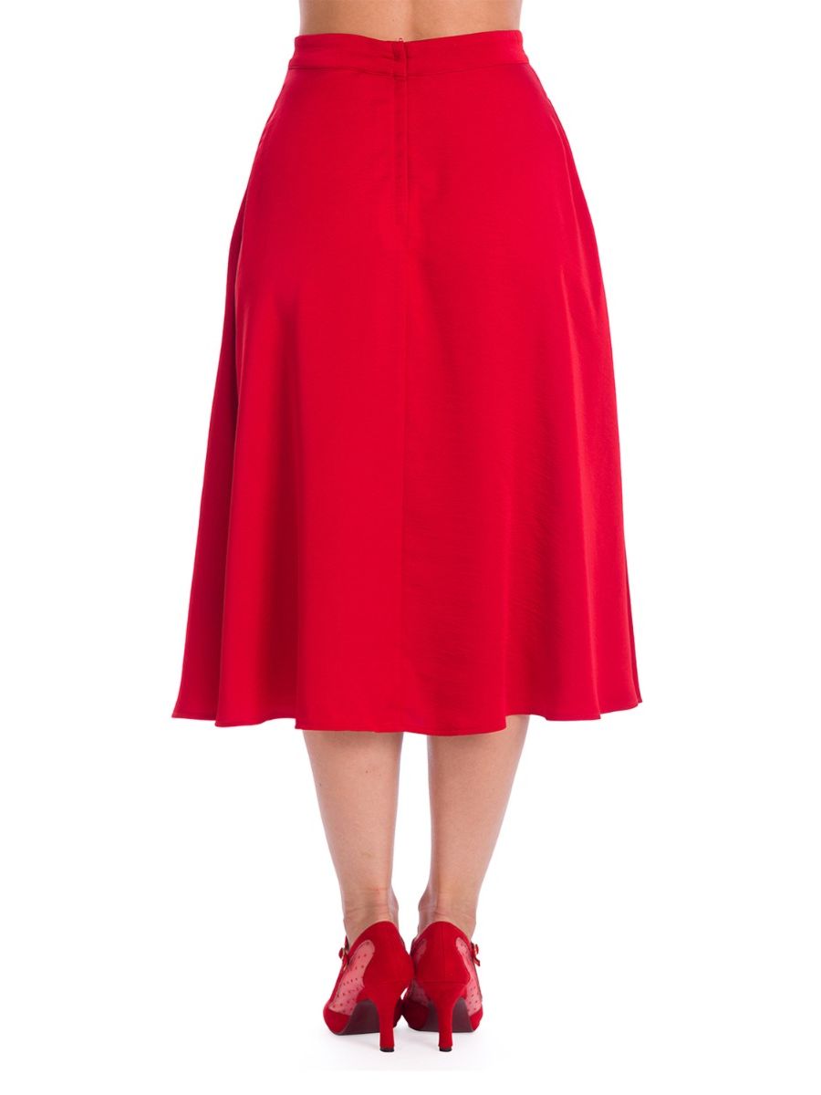 Banned Retro 1940's Strawberry Red Swing Skirt  
