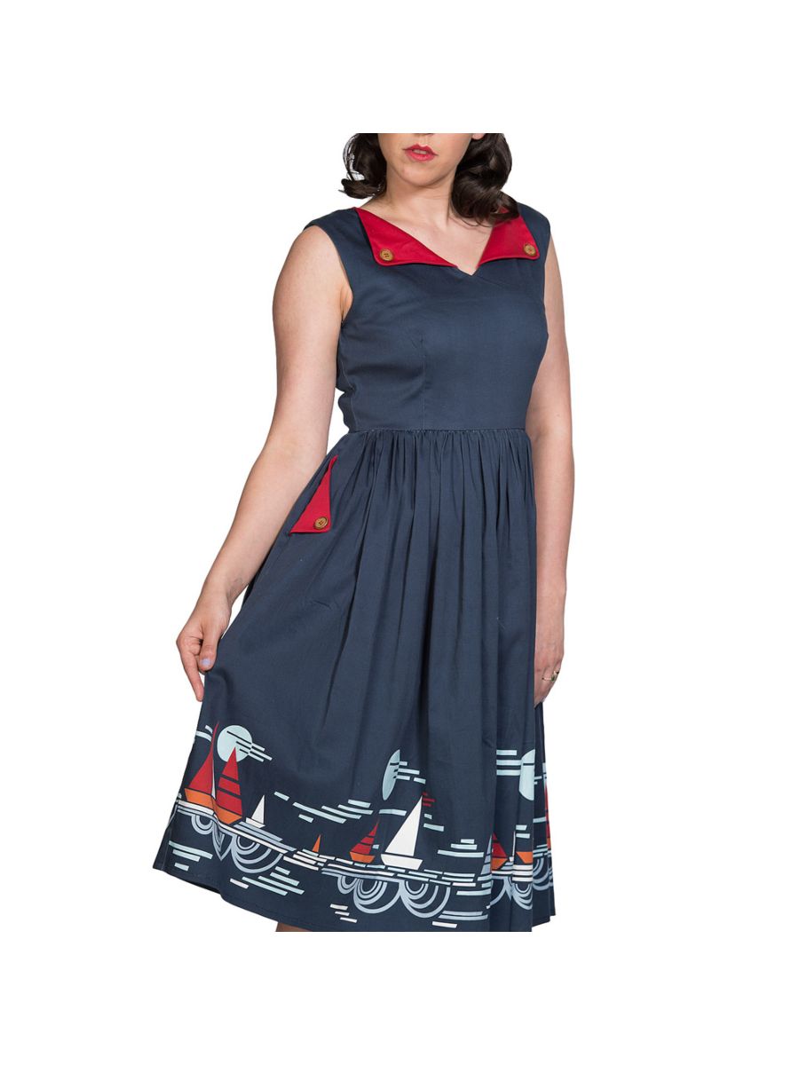 SUMMER SAIL FIT AND FLARE DRESS