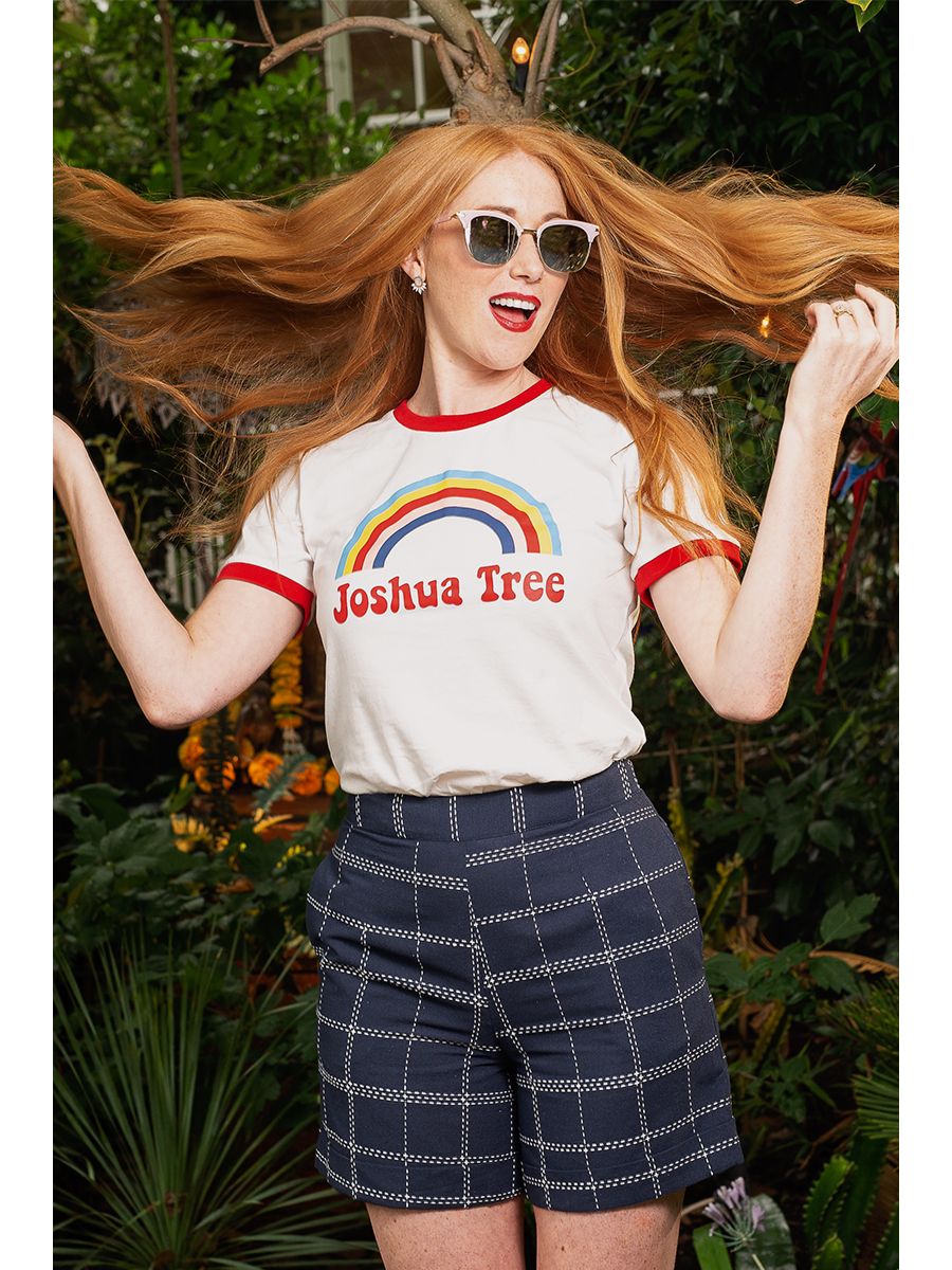 Banned Retro 70's Joshua Tree Rainbow Didi Crew Neck Vintage T-Shirt White