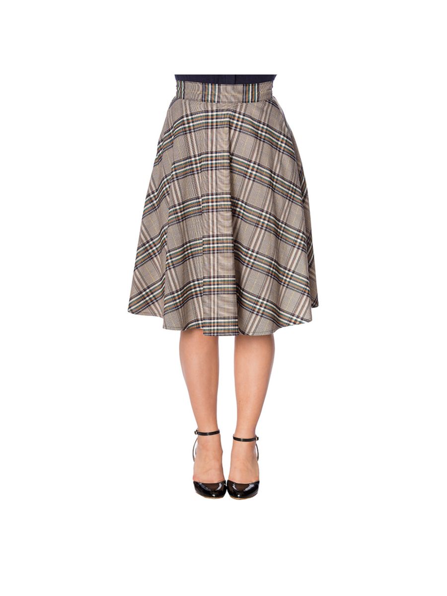 LADY OLIVE CHECK SKIRT