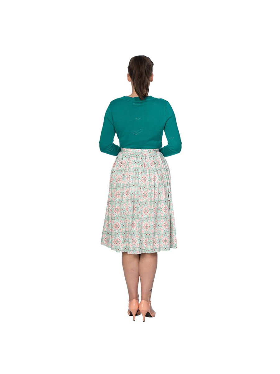 Banned Retro 1950's June V-Neck Scalloped Pointelle Long Sleeve Vintage Cardigan Green