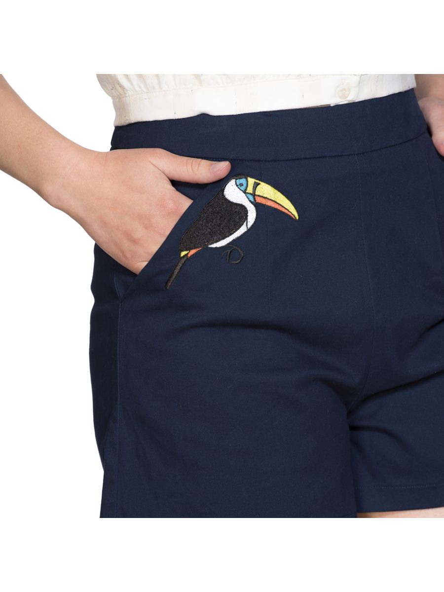 EMBROIDERY TOUCAN POCKET SHORT