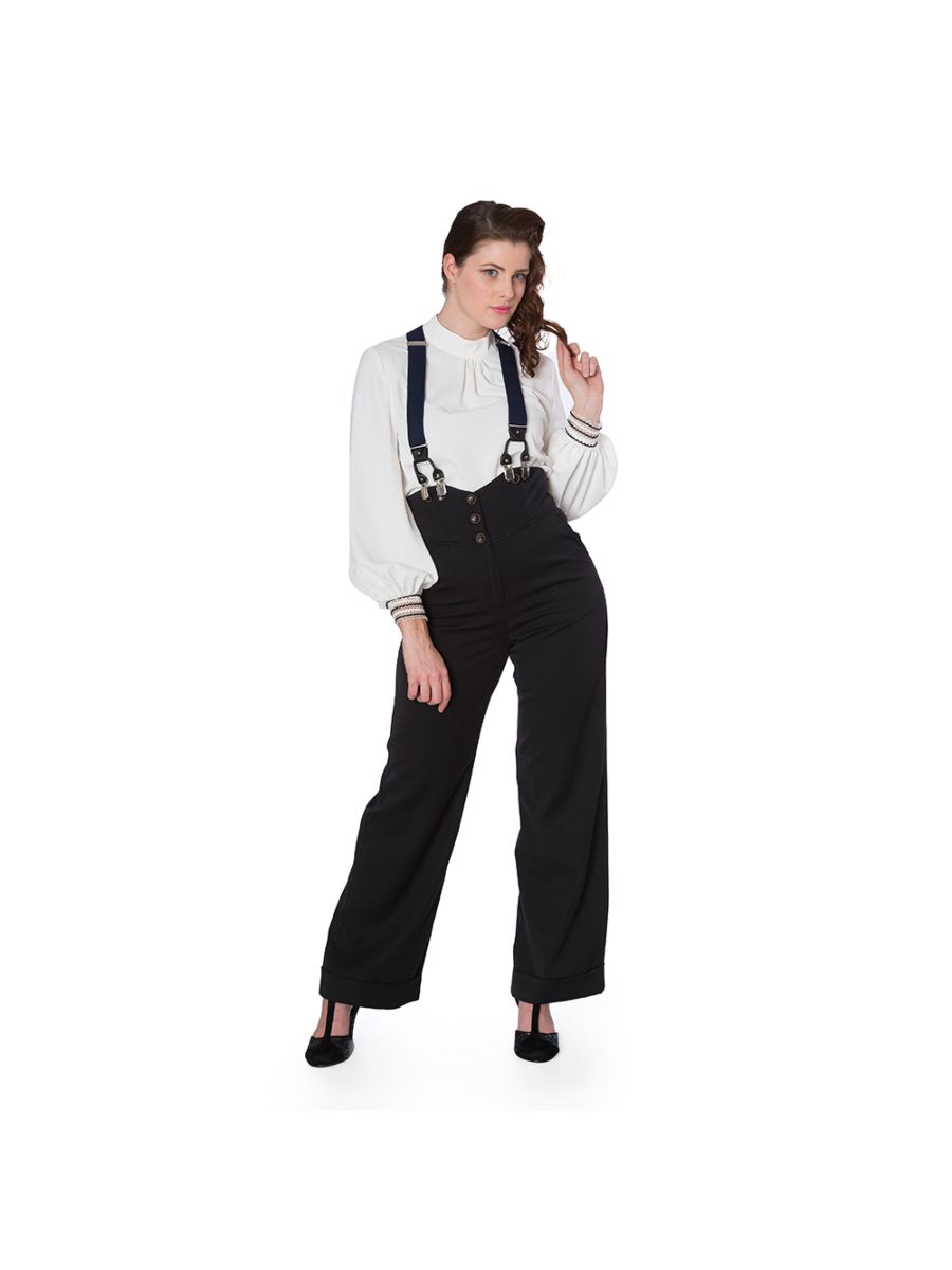 Banned Retro 1950's Girl Boss High Waist Vintage Lucille Wide Leg Trouser Black