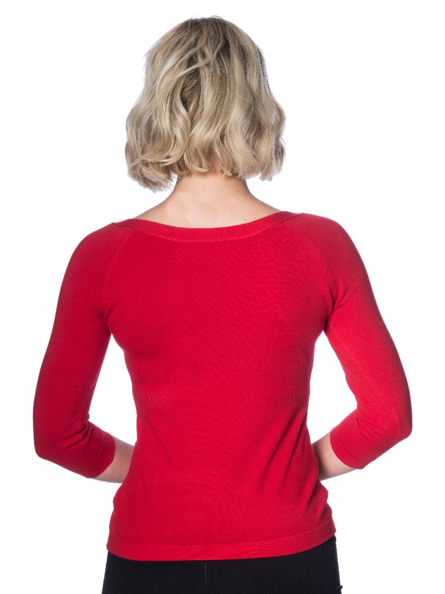 Banned Retro Pretty Illusion Vintage Knit Top Red
