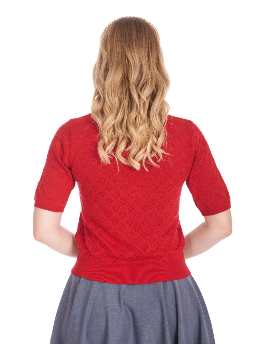 HEART BLOOMS CARDIGAN Red