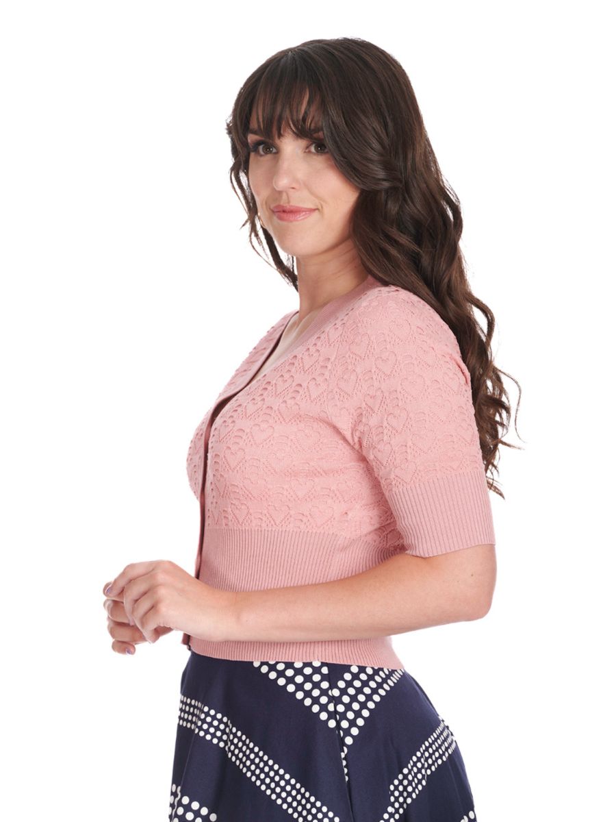 LOVE HEART CARDIGAN Blush