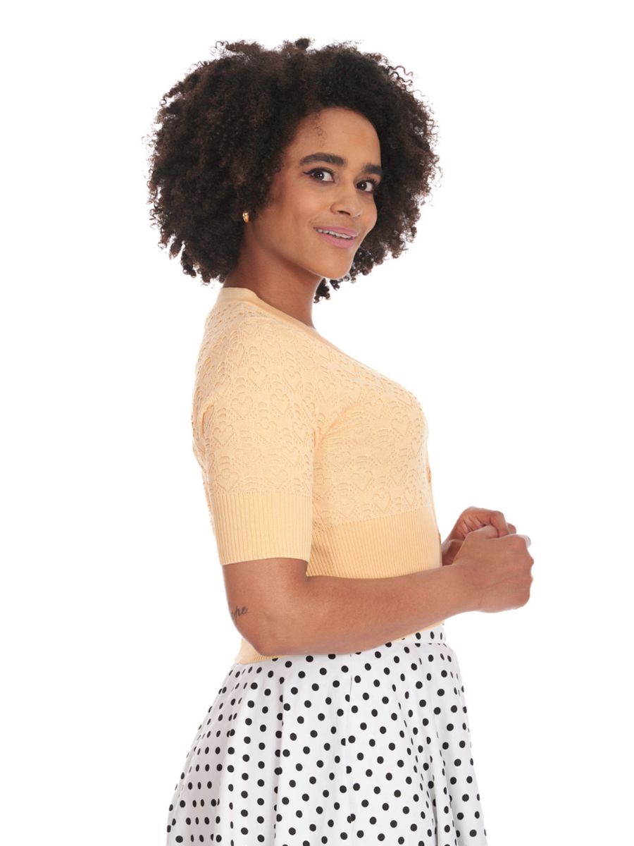 LOVE HEART CARDIGAN Yellow