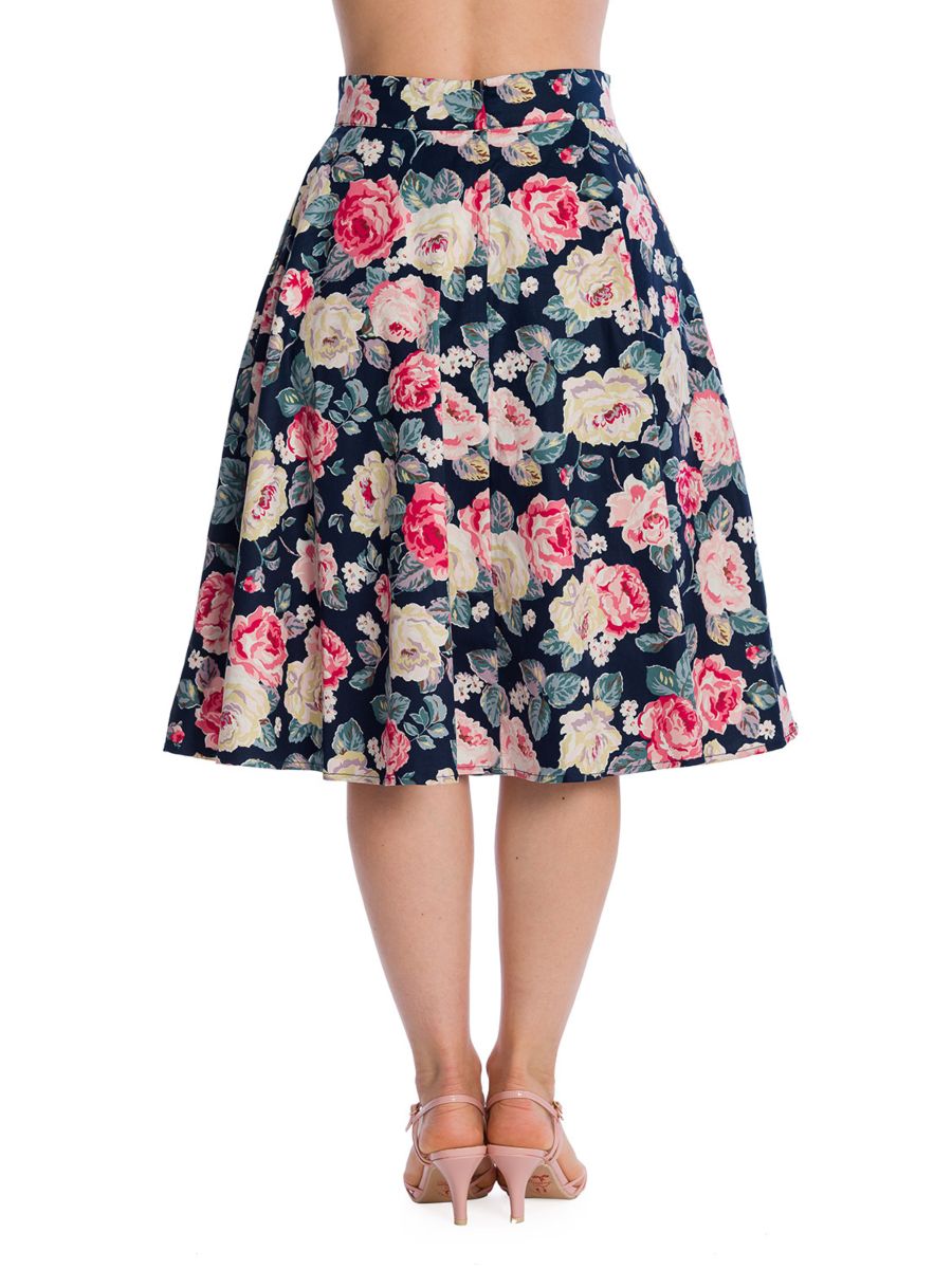 Banned Retro Cherry Jane Rockabilly Pencil Skirt Navy