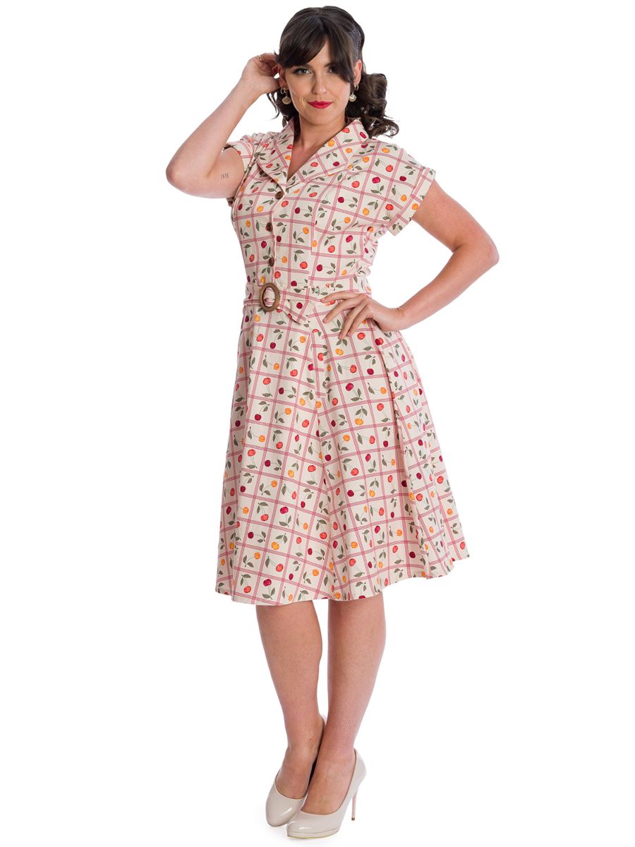 Banned Retro Country Cherry Jennie Jive Fit and Flare Collar Dress