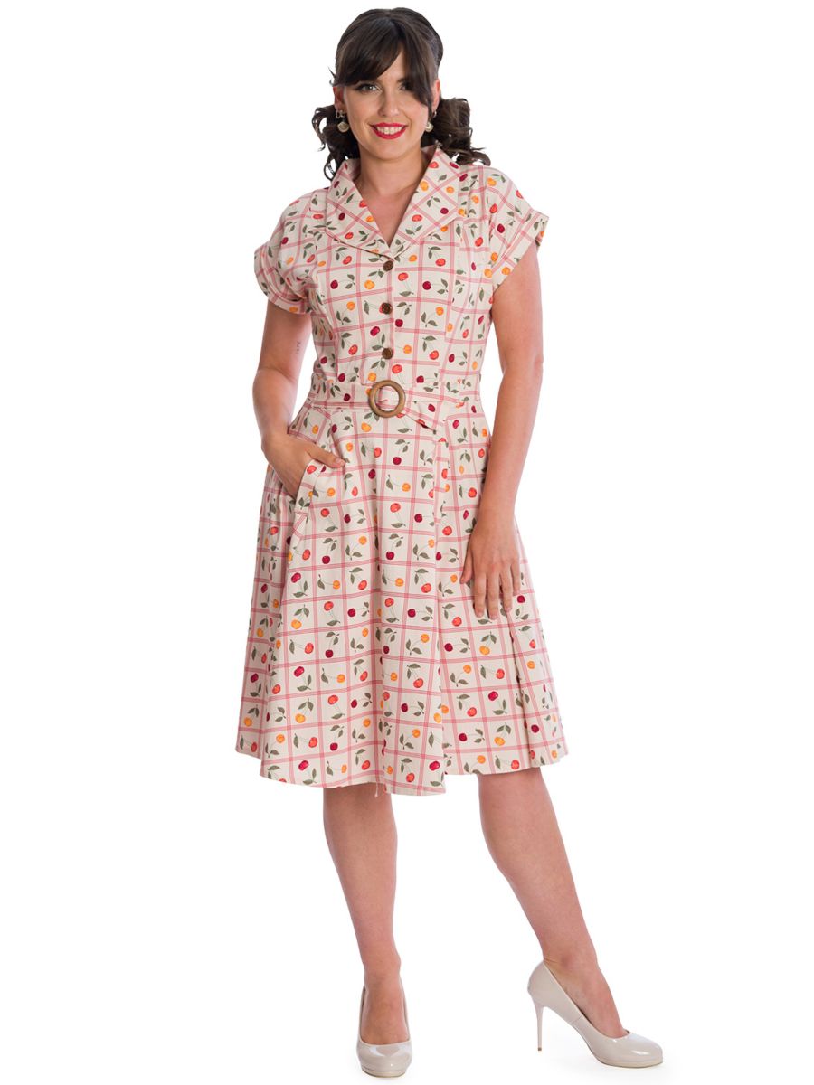 Banned Retro Country Cherry Jennie Jive Fit and Flare Collar Dress