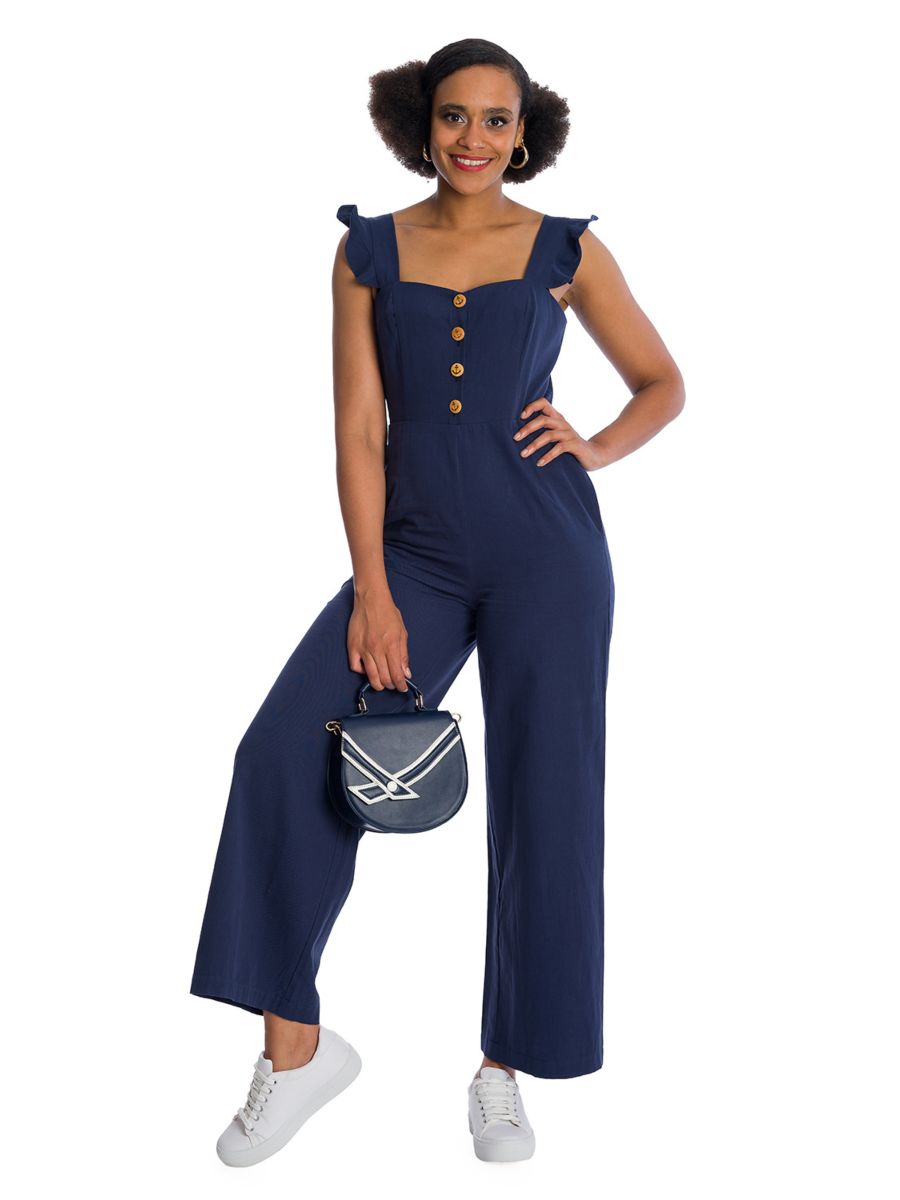 Banned Retro New Style Cute Culotte Navy Playsuit