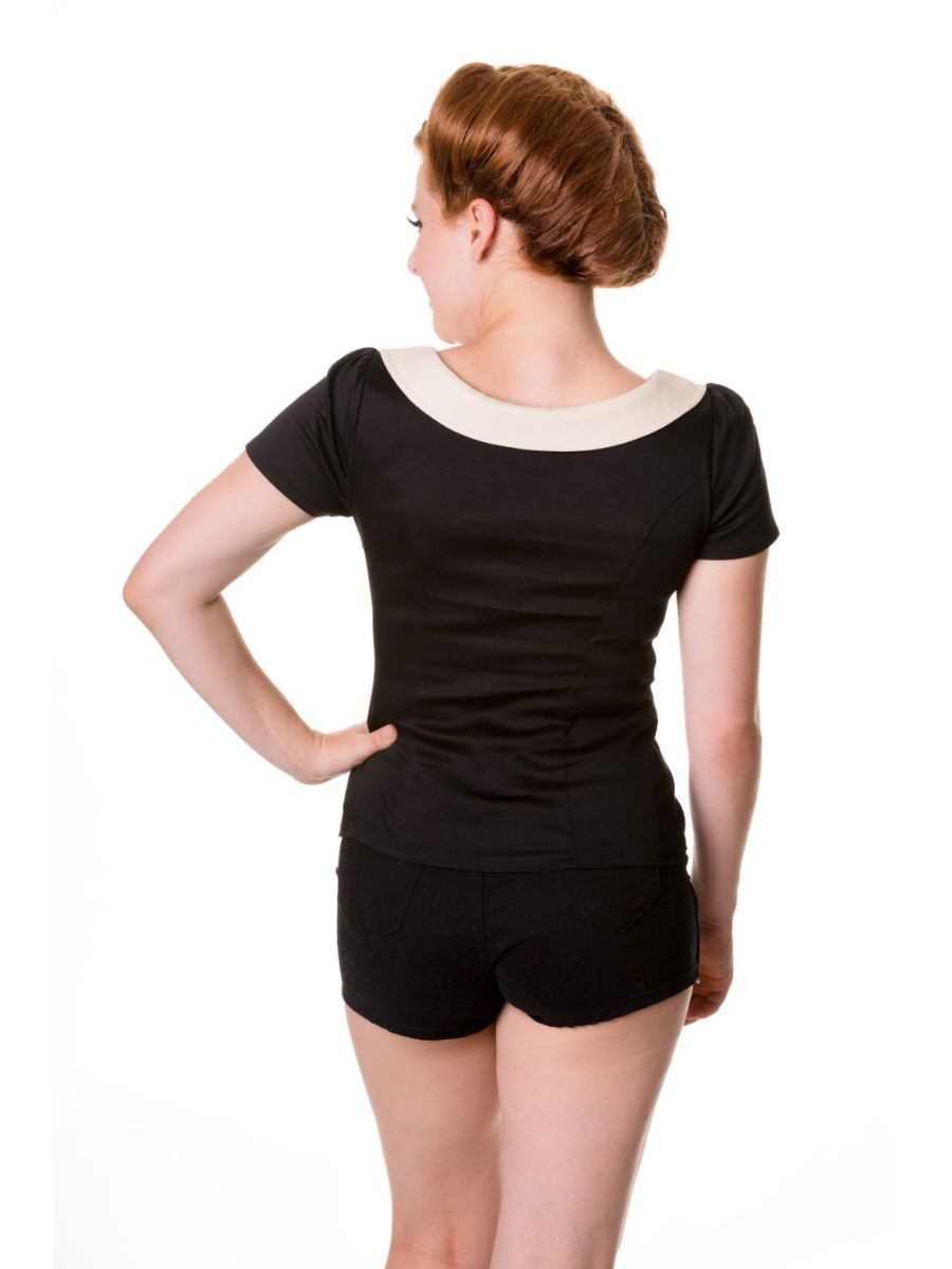 Banned Retro 1940's Retro Style Blouse Black White