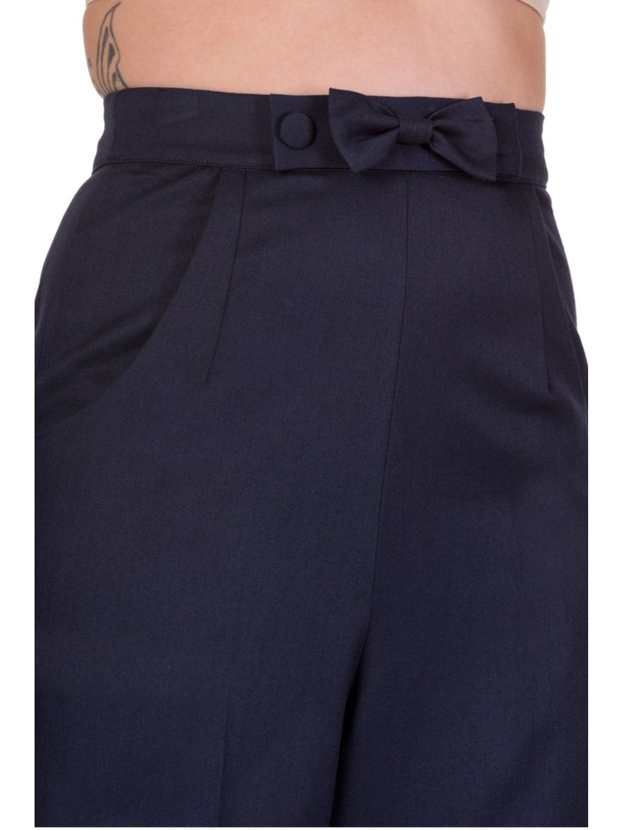 Banned Retro 1950's Hidden Away Vintage Wide Leg Trouser Navy Blue