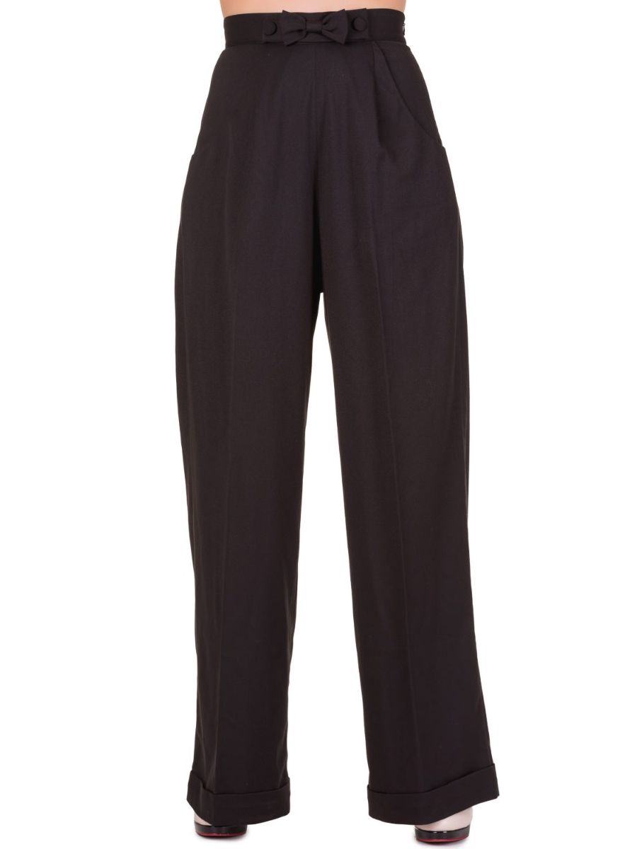 Banned Retro 1950's Hidden Away Vintage Wide Leg Trouser Black