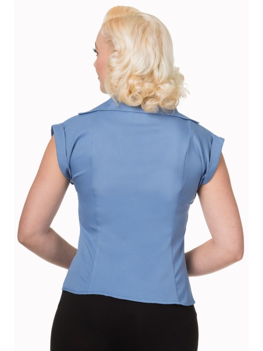 Banned Retro 1950's Dream Master Rita Shirt Blue