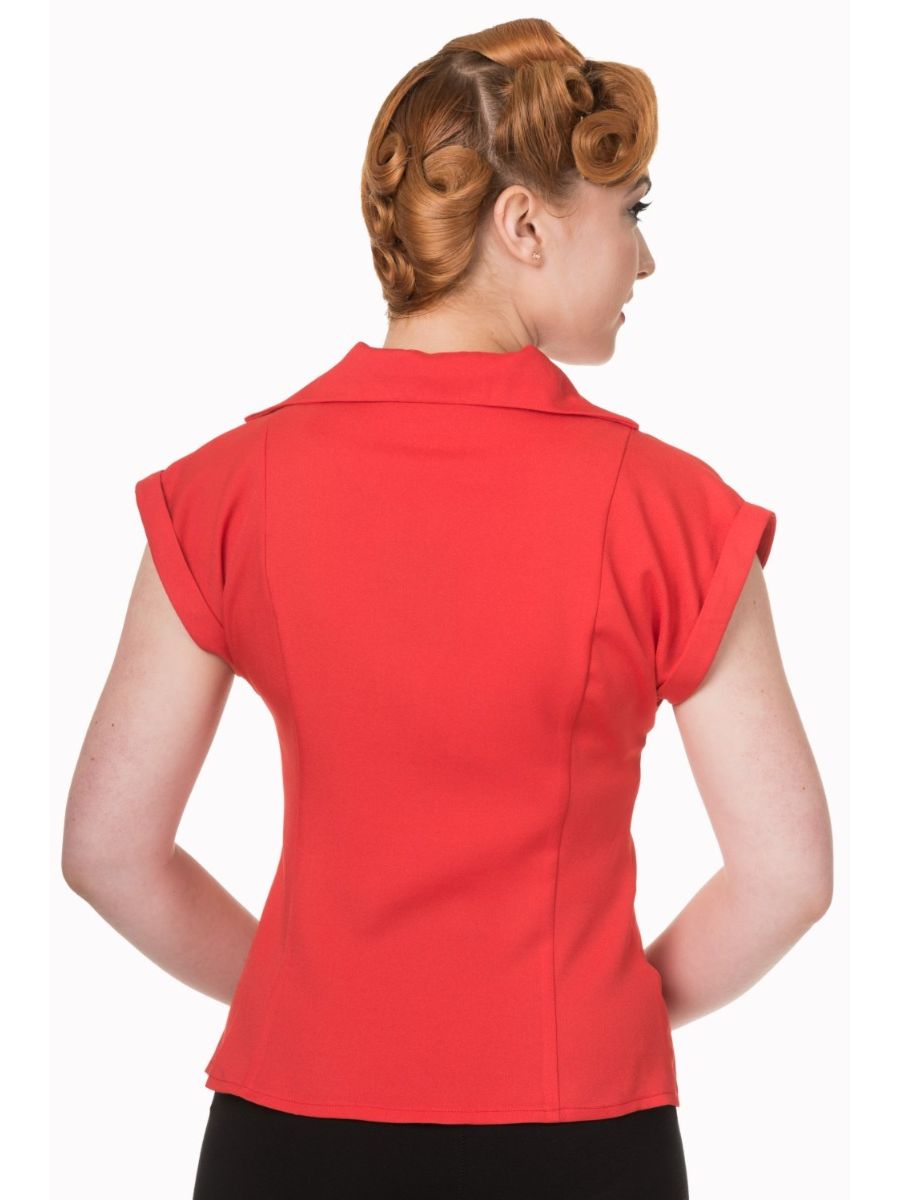Banned Retro 1950's Dream Master Rita Shirt Lipstick Red
