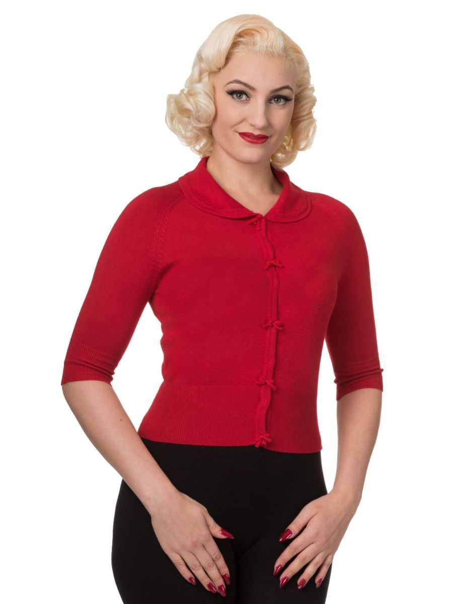 APRIL SHORT SLEEVE CARDIGAN Red