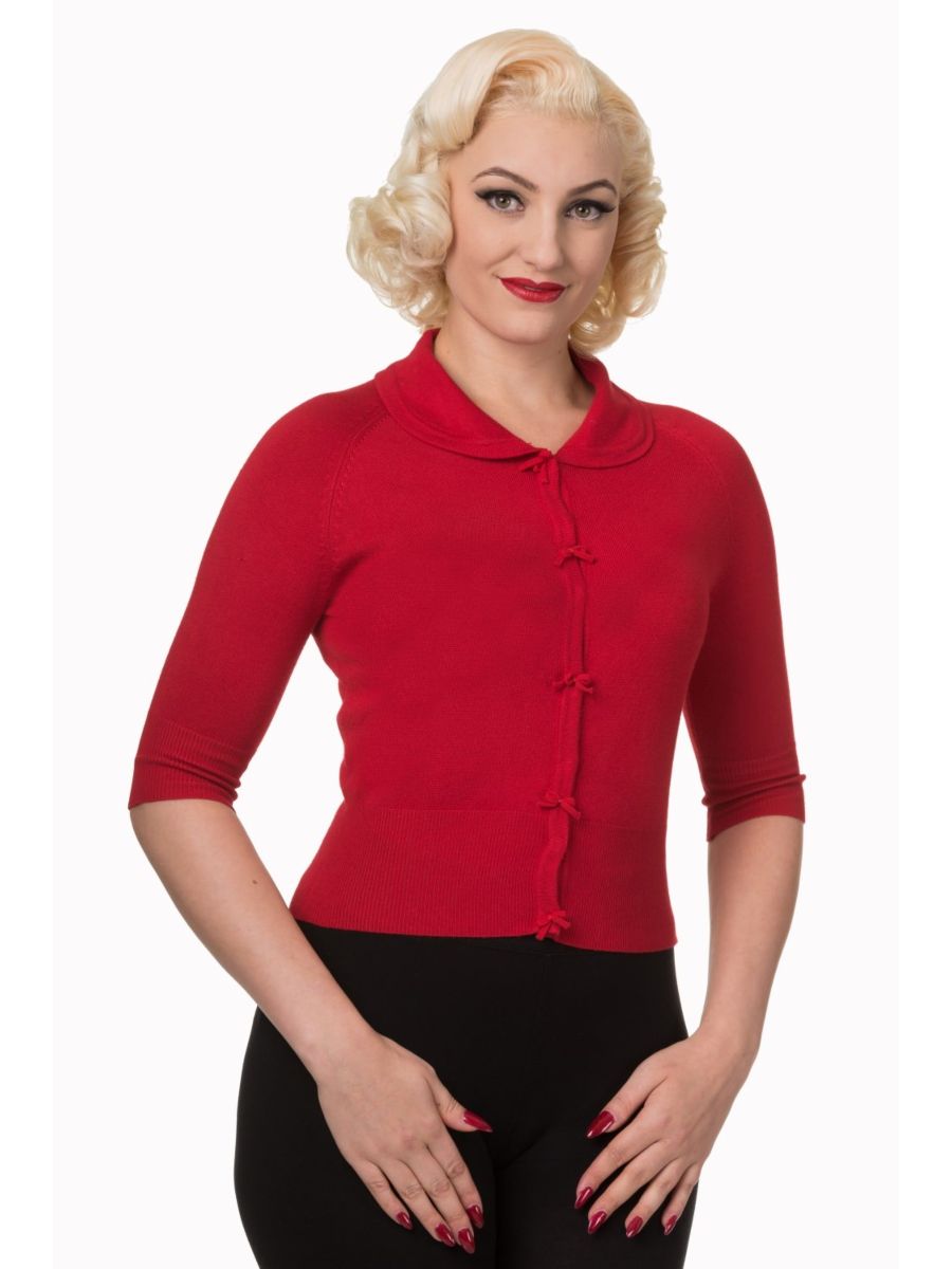 APRIL SHORT SLEEVE CARDIGAN Red