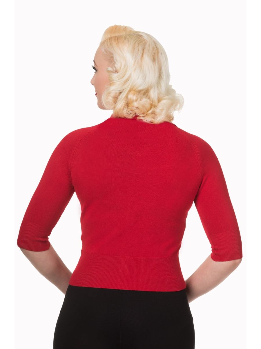 APRIL SHORT SLEEVE CARDIGAN Red