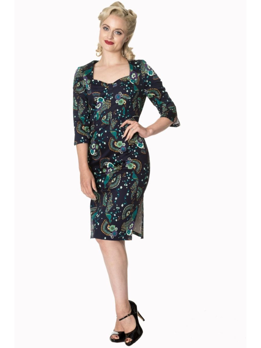 PROUD PEACOCK PENCIL DRESS