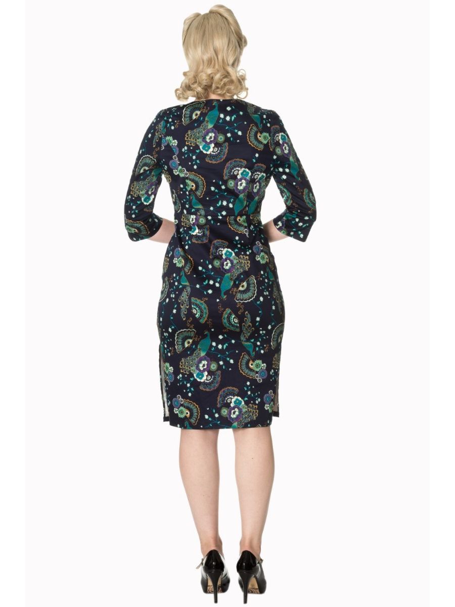 PROUD PEACOCK PENCIL DRESS