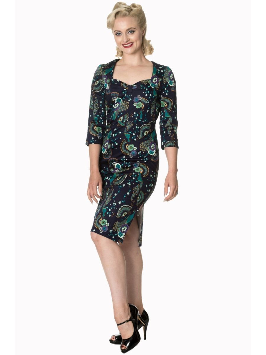 PROUD PEACOCK PENCIL DRESS