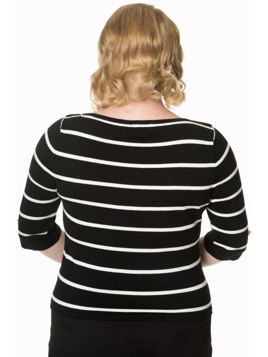 Banned Retro Stripes Please Vintage Knit Top Black White