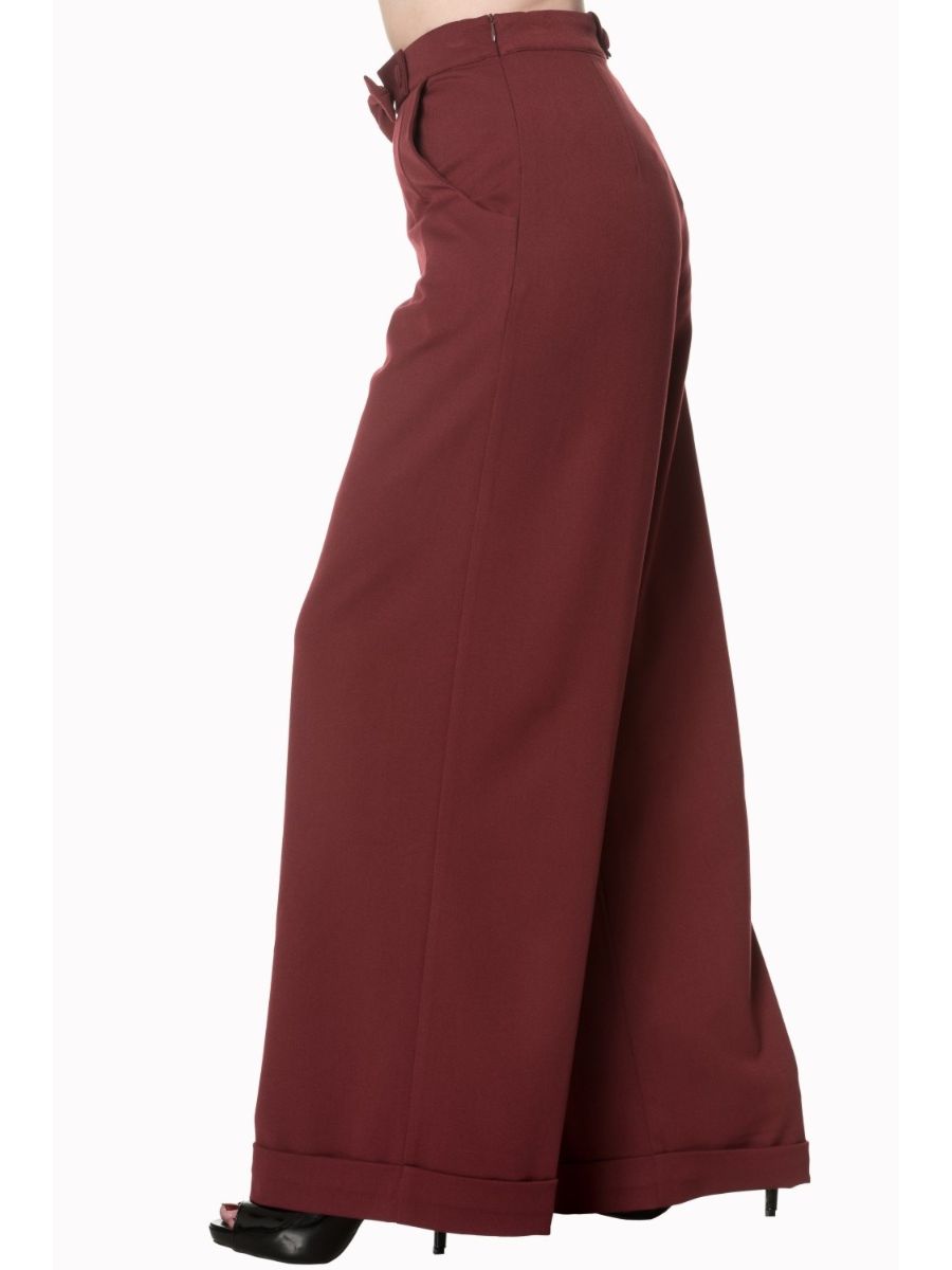 Banned Retro 1950's Hidden Away Vintage Wide Leg Trouser Burgundy