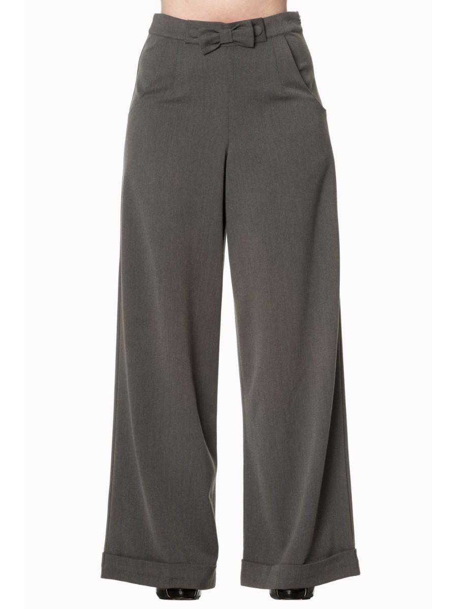 Banned Retro 1950's Hidden Away Vintage Wide Leg Trouser Grey