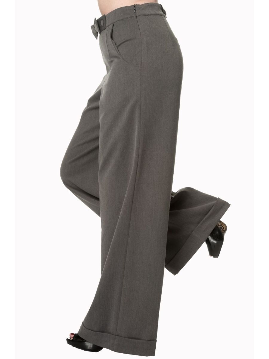 Banned Retro 1950's Hidden Away Vintage Wide Leg Trouser Grey