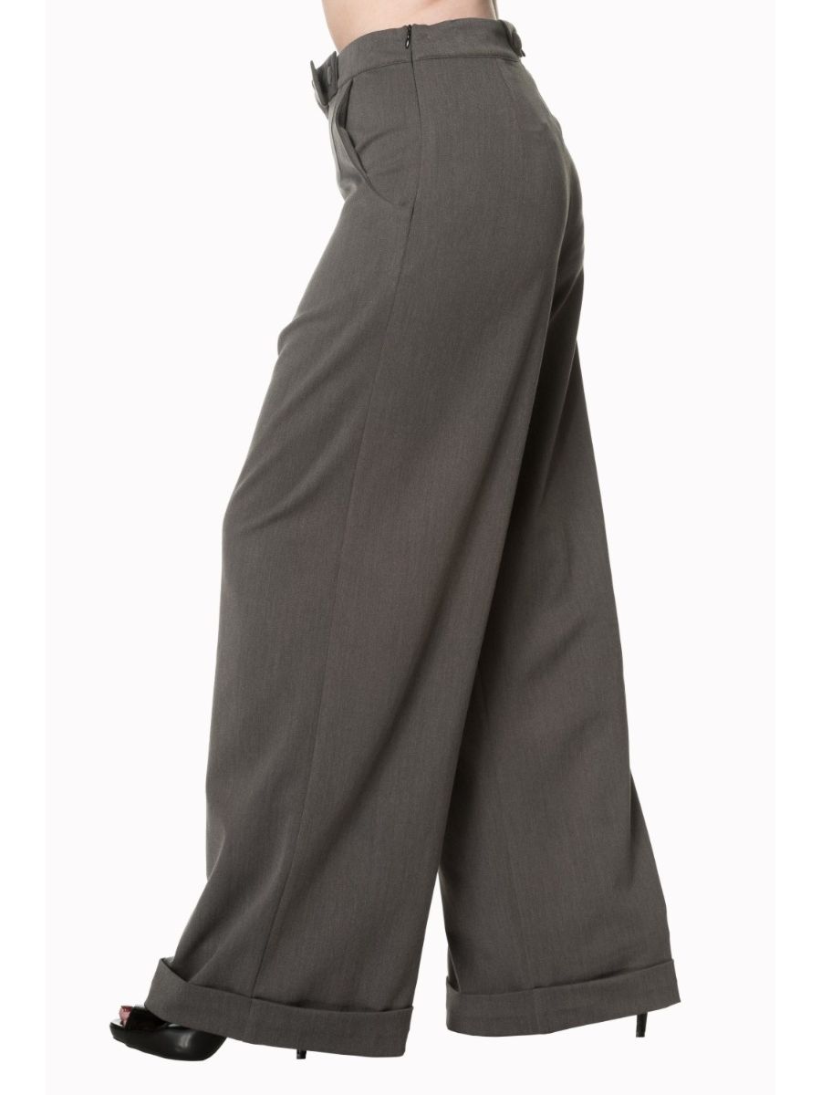 Banned Retro 1950's Hidden Away Vintage Wide Leg Trouser Grey