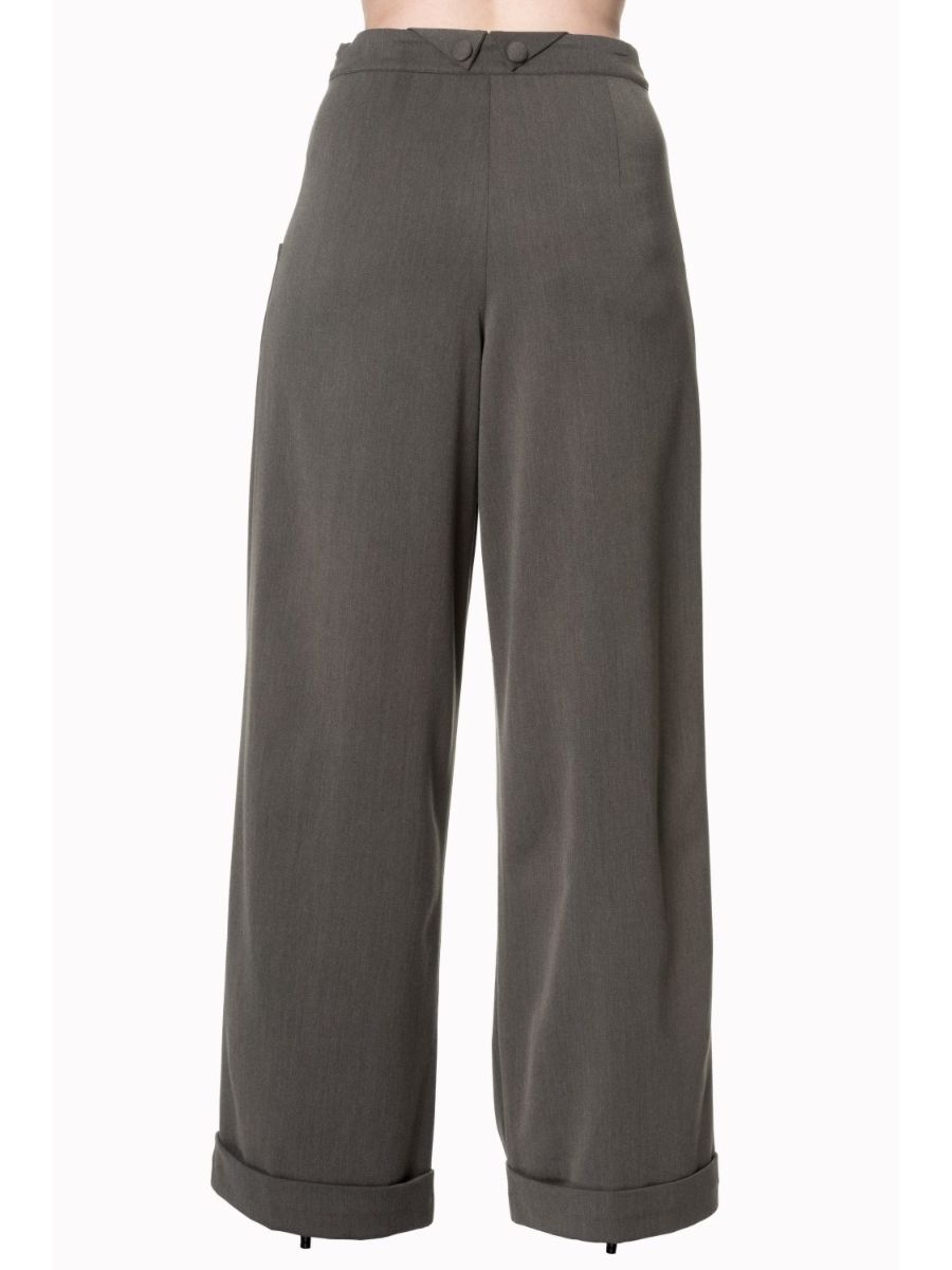Banned Retro 1950's Hidden Away Vintage Wide Leg Trouser Grey