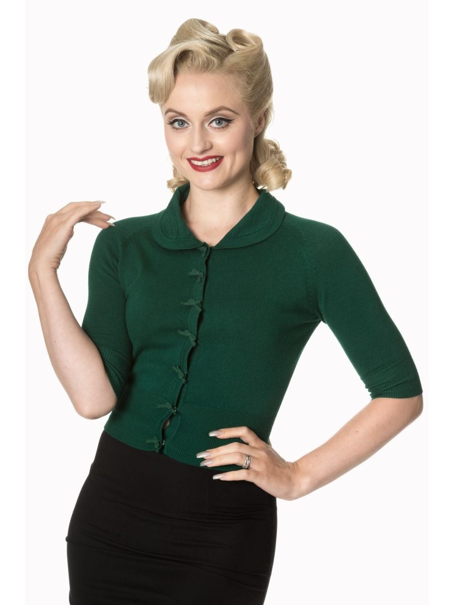APRIL SHORT SLEEVE CARDIGAN Dark-Green