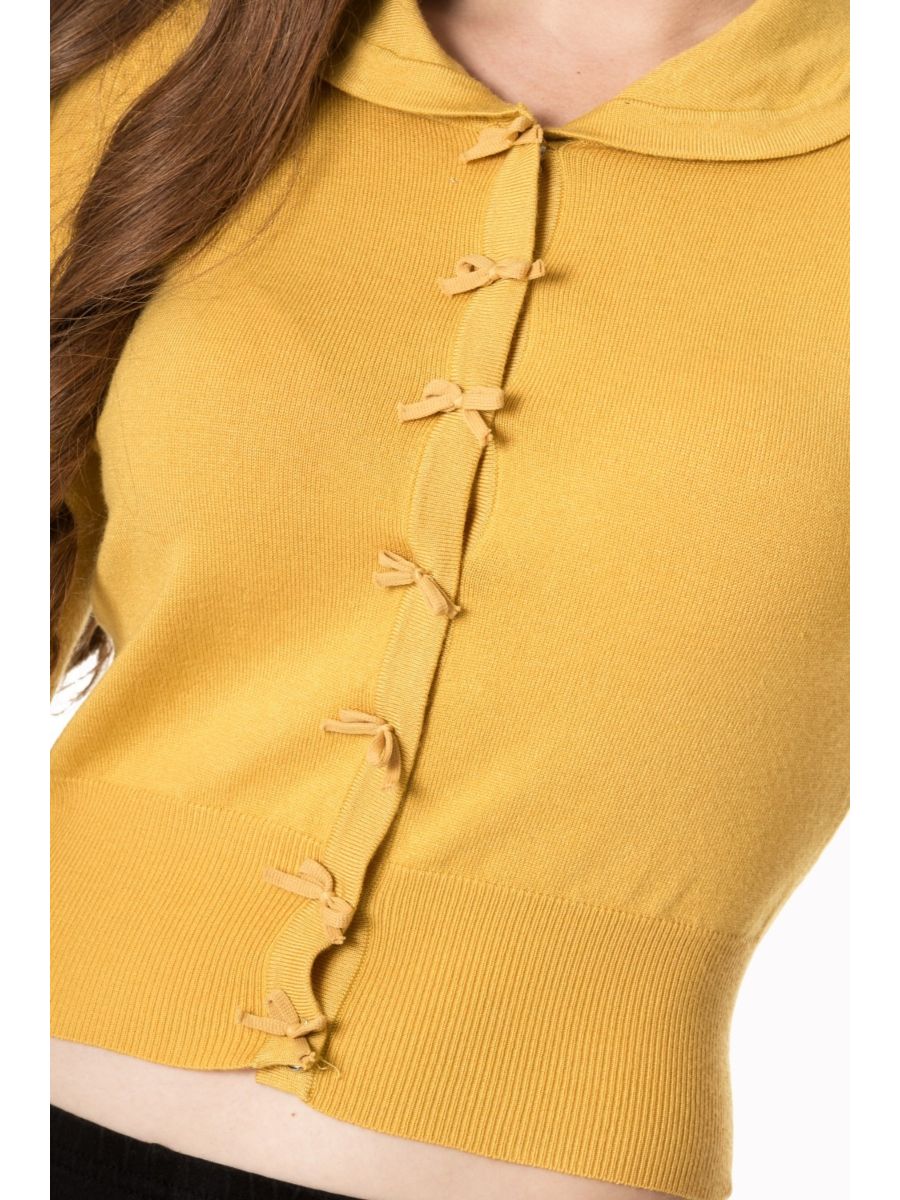 APRIL SHORT SLEEVE CARDIGAN Mustard