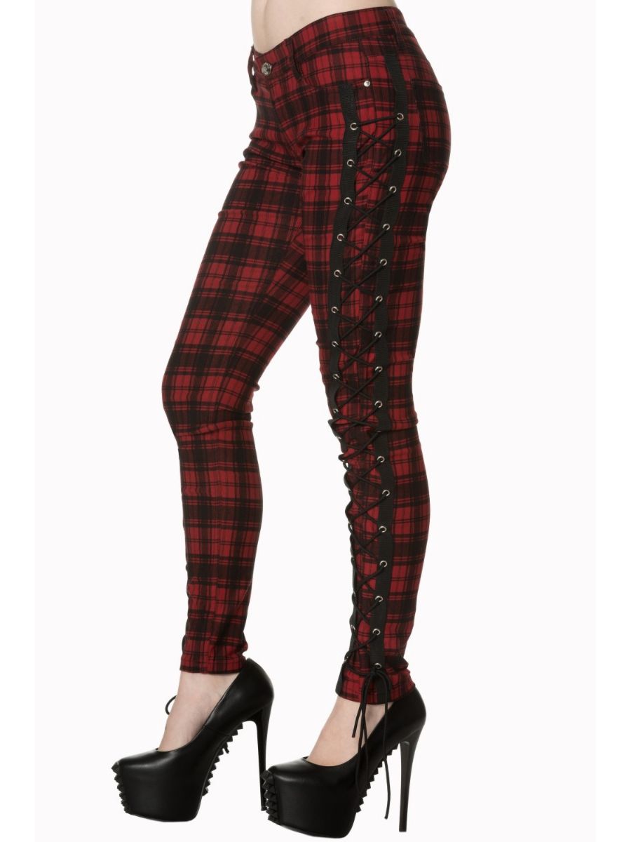ESCAPING DARKNESS TARTAN SKINNY TROUSER