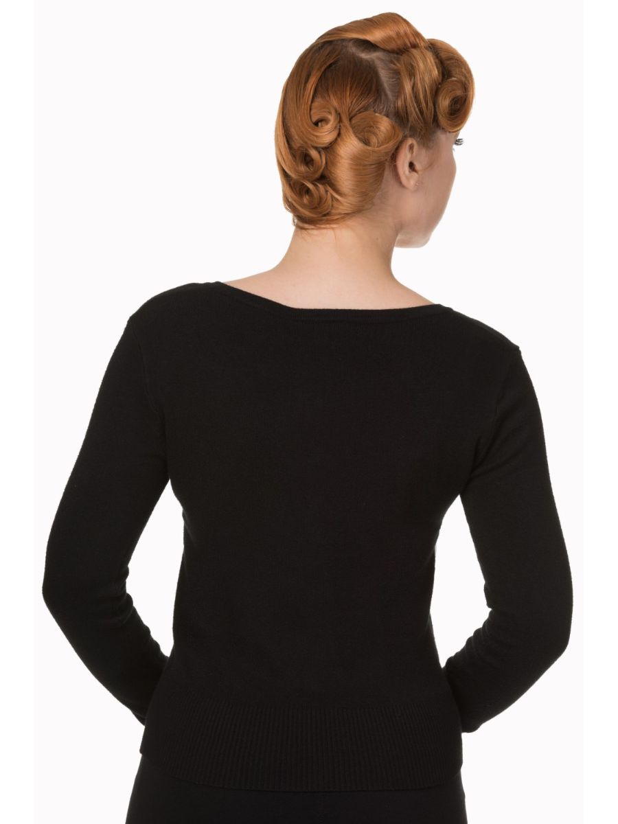 Banned Retro Getaway Long Sleeve Gina Vintage Cardigan Black 