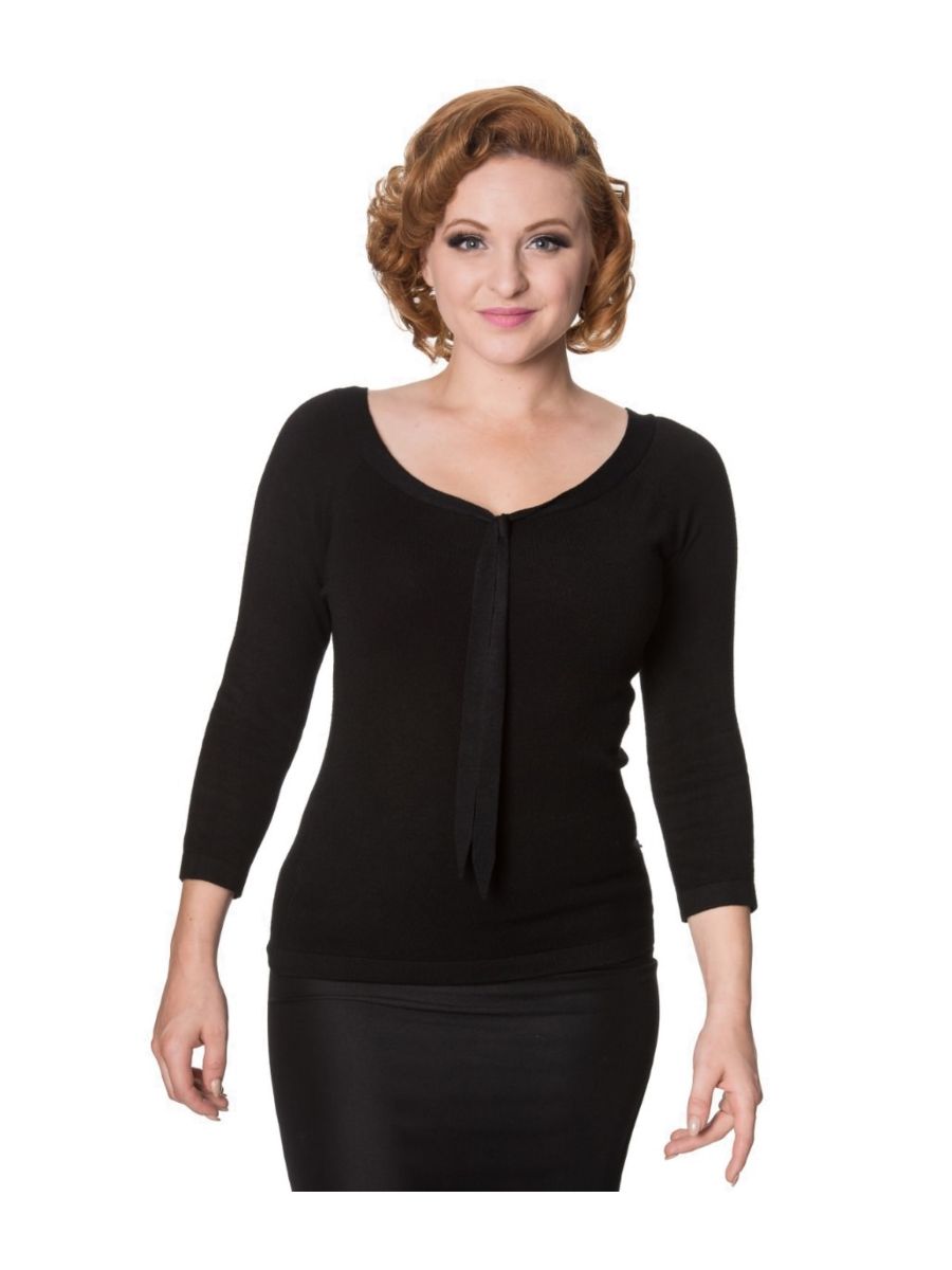Banned Retro Pretty Illusion Vintage Knit Top Black