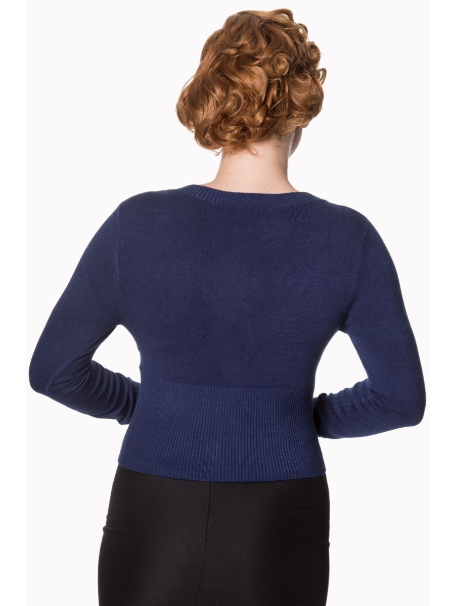 Banned Retro 1950's Dolly Vintage Cardigan Night Blue