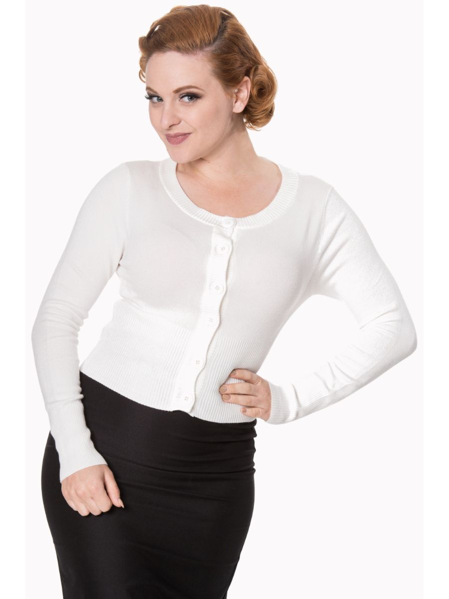 Banned Retro 1950's Dolly Vintage Cardigan Off White