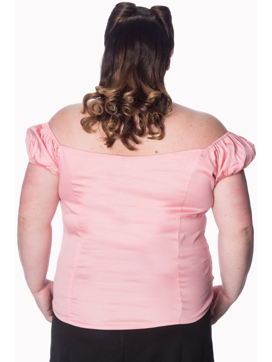 Banned Retro Winnie Off Shoulder Vintage Top Pink
