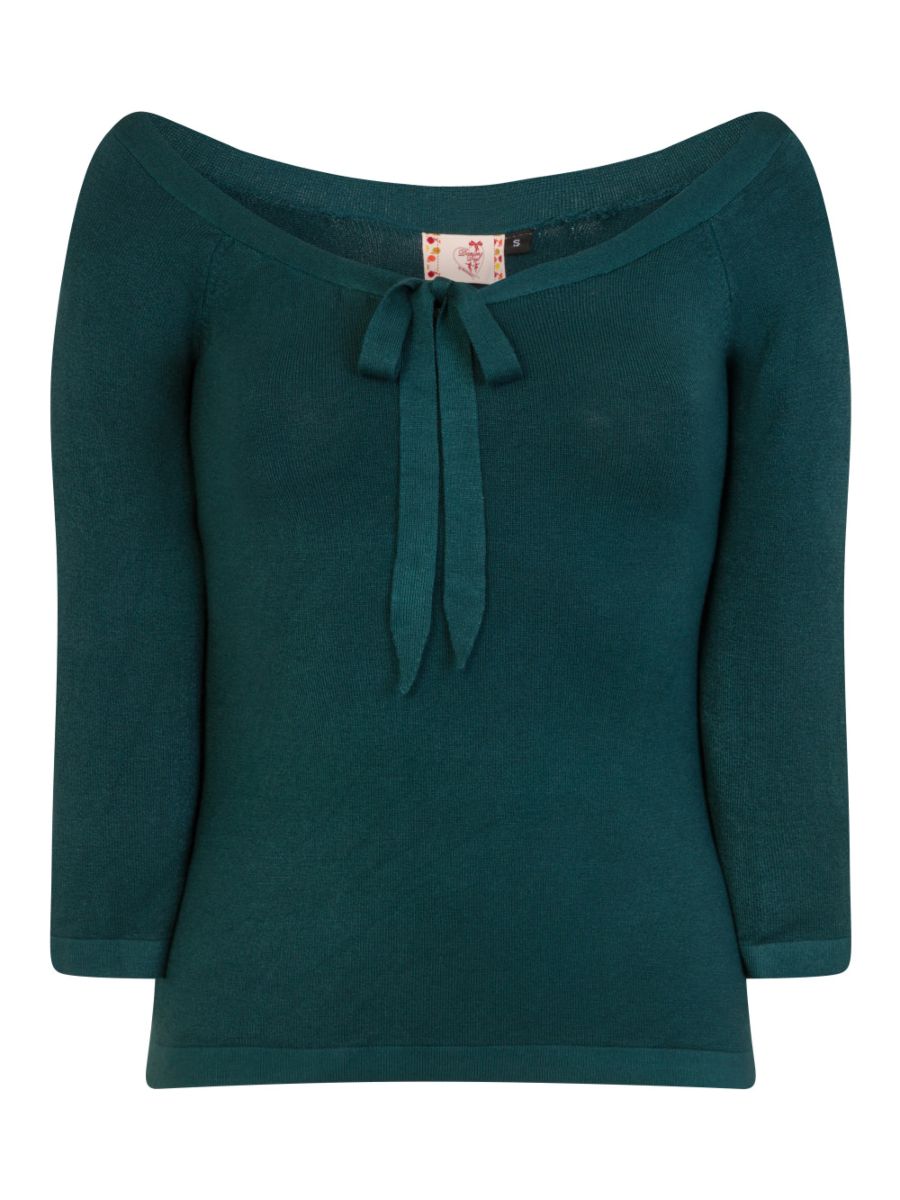 Banned Retro Pretty Illusion Vintage Knit Top Bottle Green