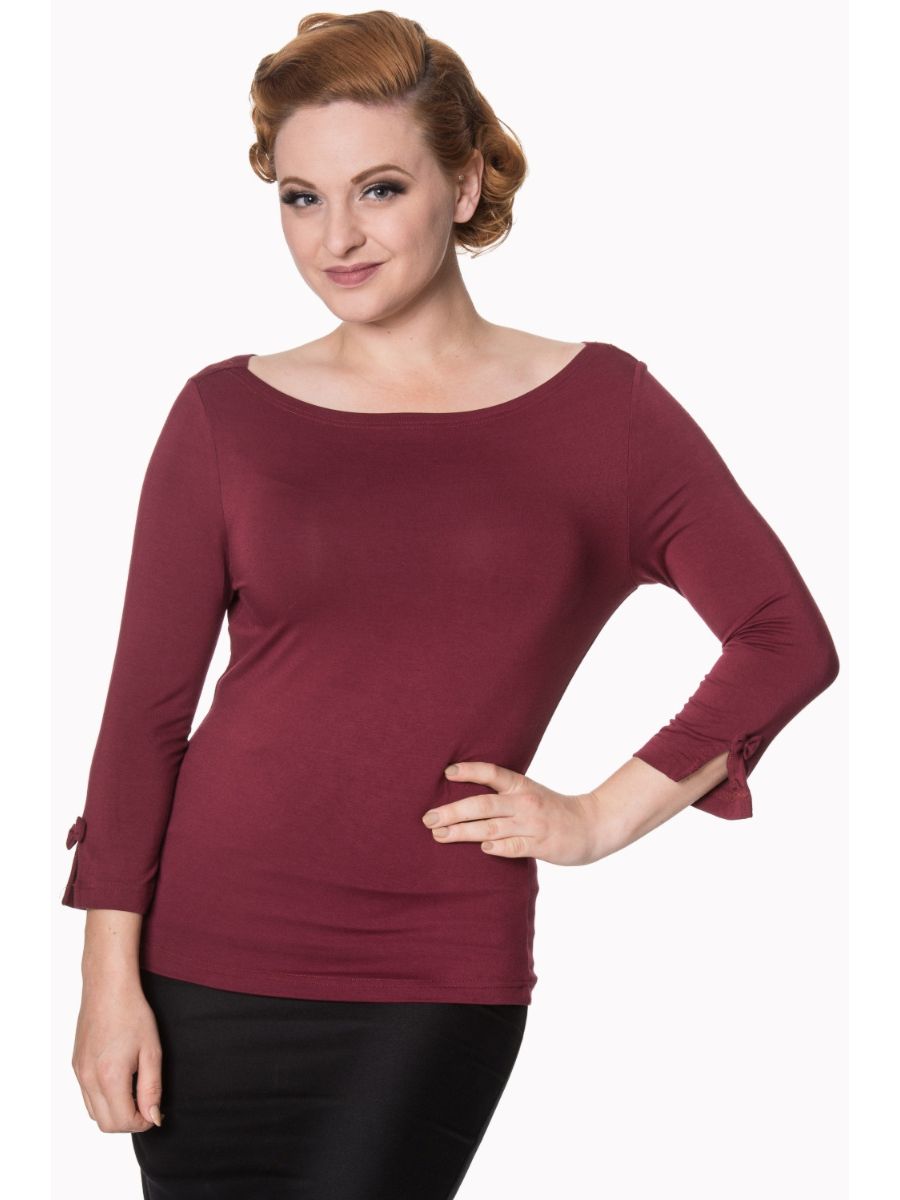 Banned Retro Modern Love Vintage Dorothy Top Bordeaux