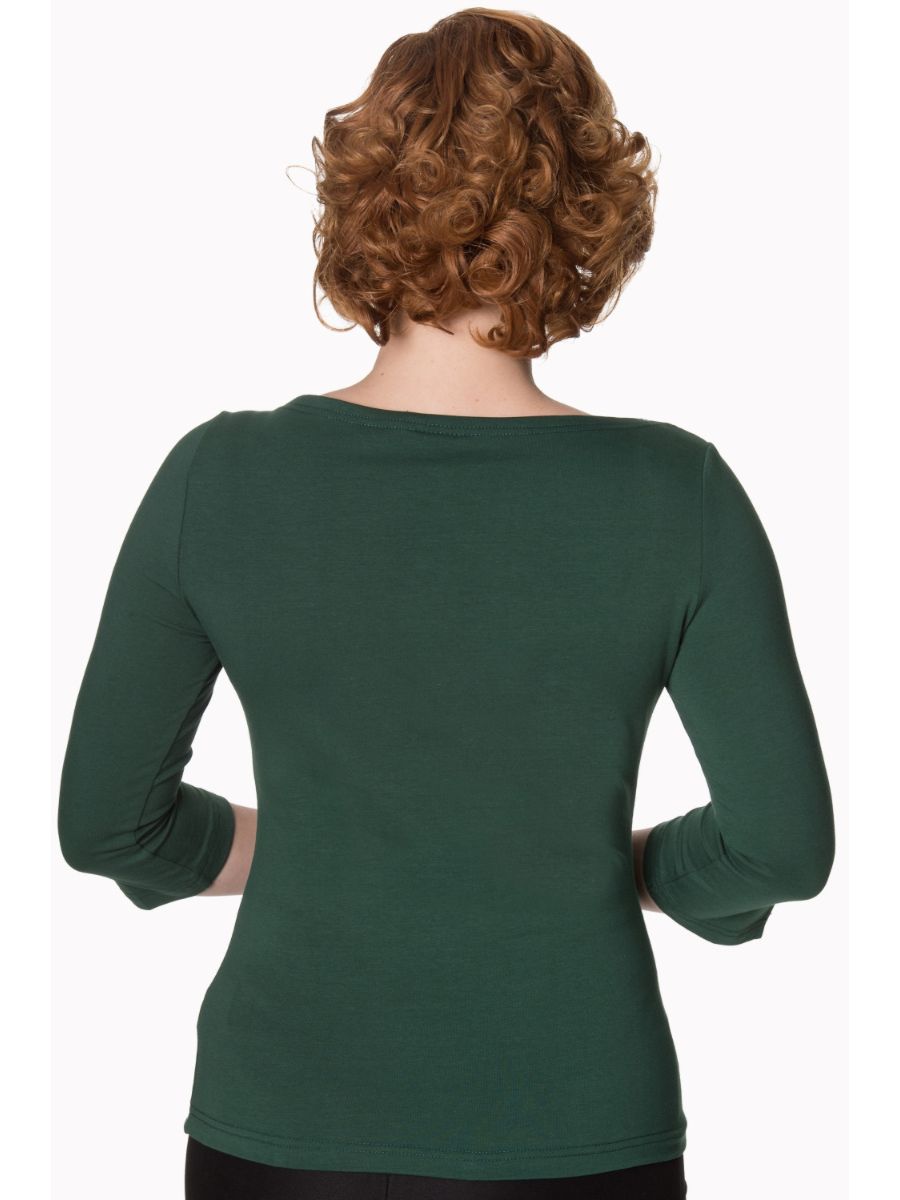 Banned Retro Modern Love Vintage Dorothy Top Forest Green