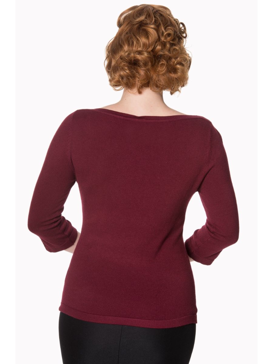 Banned Retro Addicted Knit Vintage Dorothy Top Bordeaux