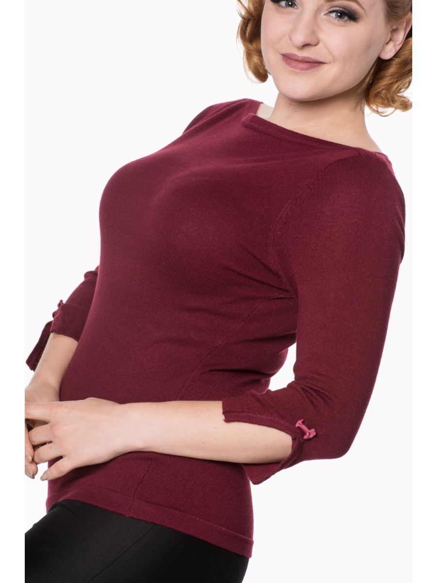 Banned Retro Addicted Knit Vintage Dorothy Top Bordeaux