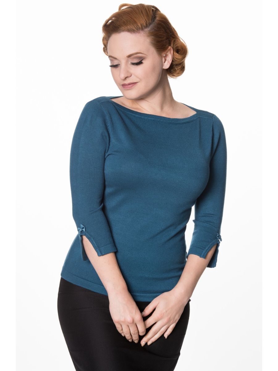 Banned Retro Addicted Knit Vintage Dorothy Top Teal
